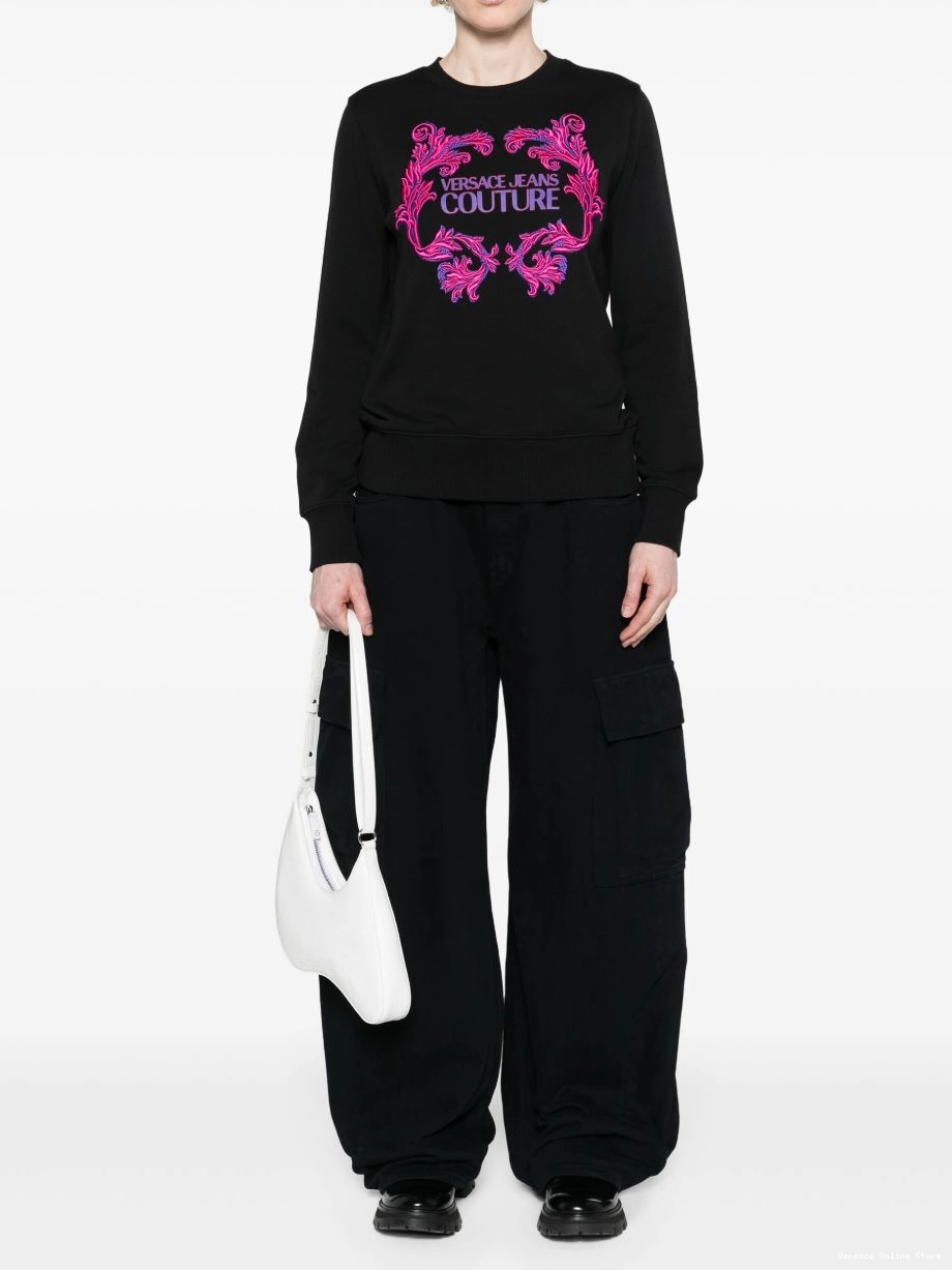 Affordable Women Couture Jeans cotton Versace Barocco logo-print sweatshirt 0430